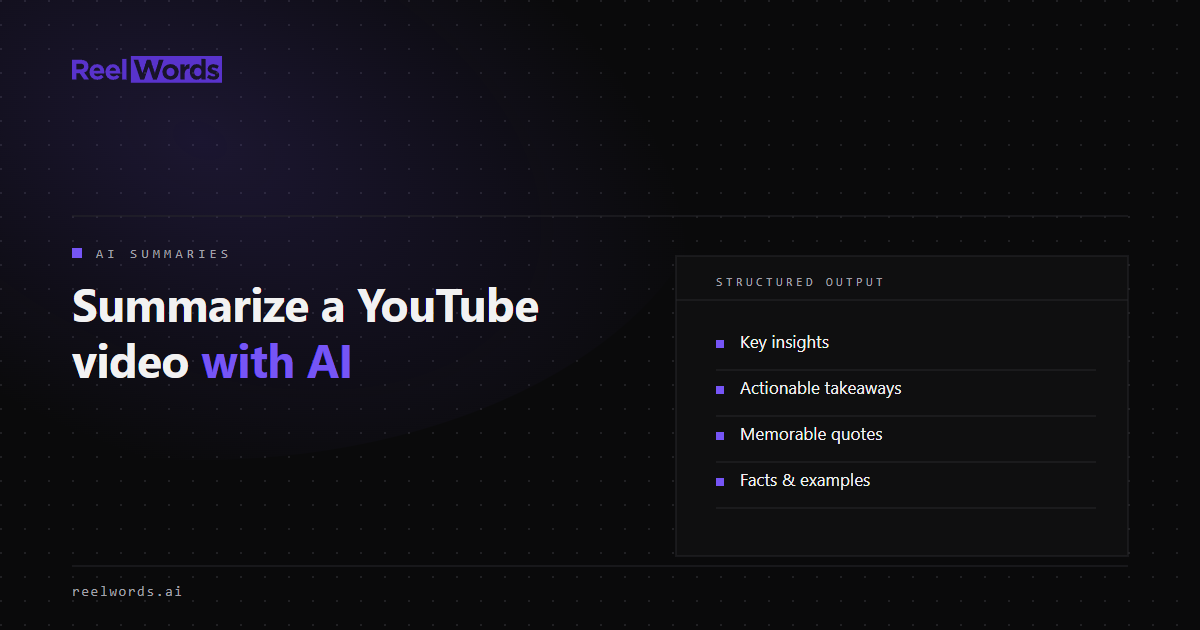 ReelWords illustration showing a YouTube video condensed into structured key points.