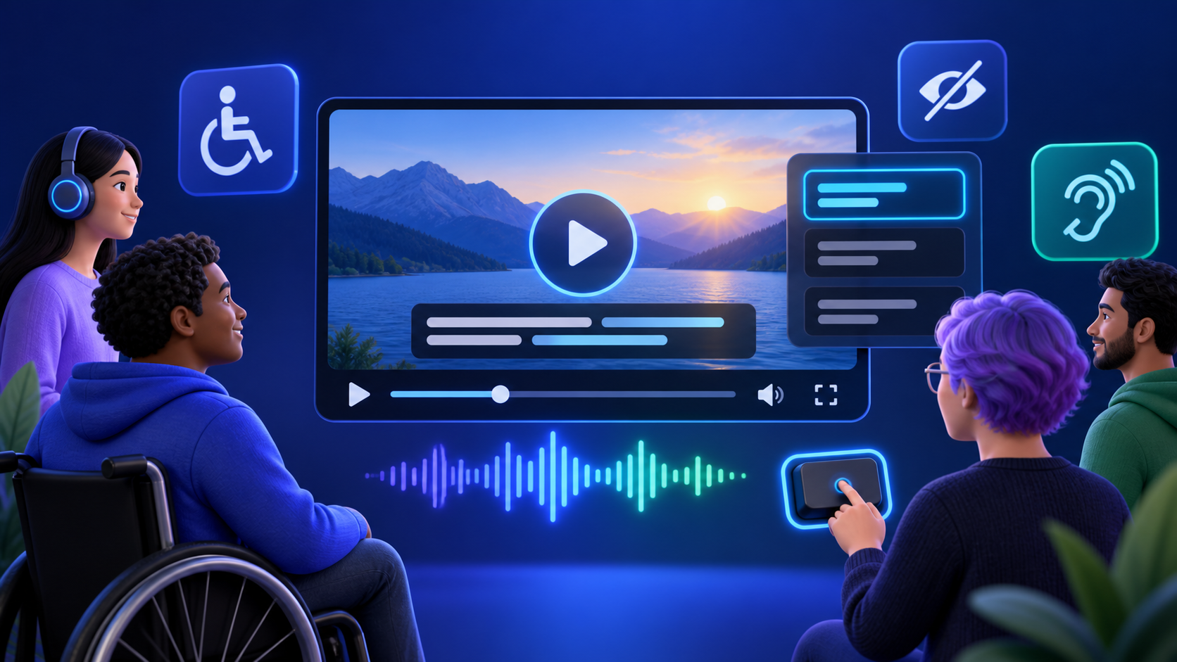 An accessible video player with captions and inclusive viewing controls.